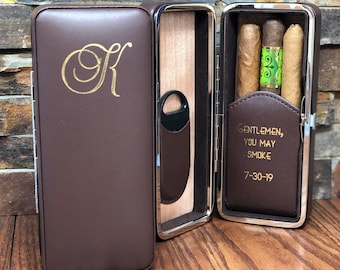Groomsmen Personalized Cigar Case, Gifts for Him, Fathers Day, Christmas, Best Man, Father of Bride Groom, Travel Accessories, Retirement