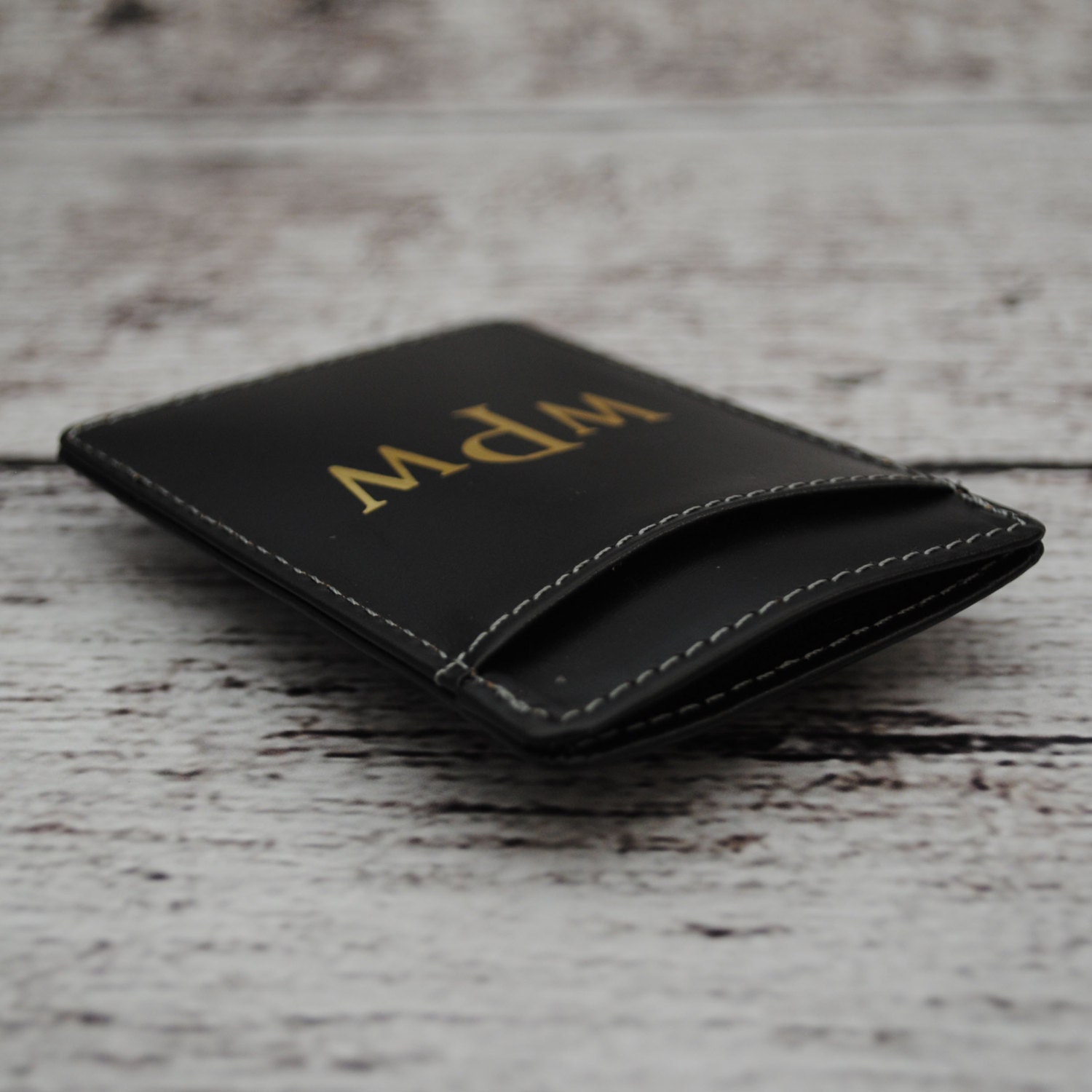 Brown Monogrammed Leather Wallet W/ Money Clip - Monogram Wallet ...