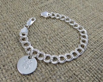 Monogram Bracelet - Monogrammed - Sterling Silver Initial Bracelet - Personalized Charm Bracelet - Bridesmaids Gift - Mothers Bracelet