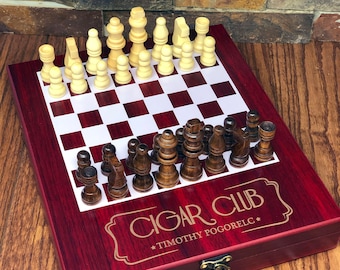 Personalized Chess Board Game Set, Housewarming, Travel Games, Man Cave, Wood Toys, Anniversary Gift, Him or Her, Fun Game, Retirement Gifts