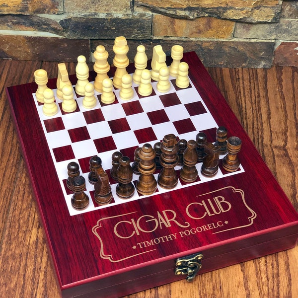 Personalized Chess Board Game Set, Housewarming, Travel Games, Man Cave, Wood Toys, Anniversary Gift, Him or Her, Fun Game, Retirement Gifts