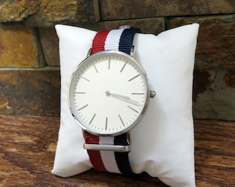 Personalized Wrist Watch, Watches for Men, Groomsmen Gift, Fathers Day Gift, Patriotic Gift