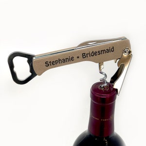 Personalized Beer Bottle Opener, Bar ware, Birthday, Wine Cork Screw, Bridesmaid Gift, Housewarming, Wedding Favors, Gifts for her, Party