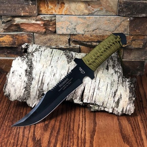 Personalized Hunter Knife Green Paracord Gifts for Men Groomsmen, Cool gifts for Him, Birthday, Wedding, Anniversary, Fathers Day image 8