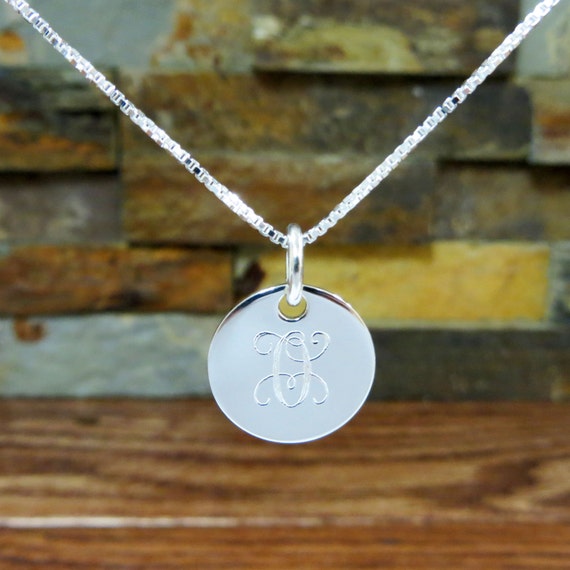 Mini Sterling Silver Necklace 5/8 Personalized Initial Necklace