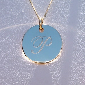 Monogram Necklace, Initial, Personalized, Gold Filled Engraved Monogrammed, Bridesmaids Gift, Matron of Honor, Birthday, Mothers Day