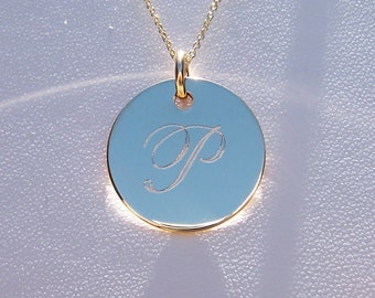 Monogram Necklace, Initial, Personalized, Gold Filled Engraved Monogrammed, Bridesmaids Gift, Matron of Honor, Birthday, Mothers Day