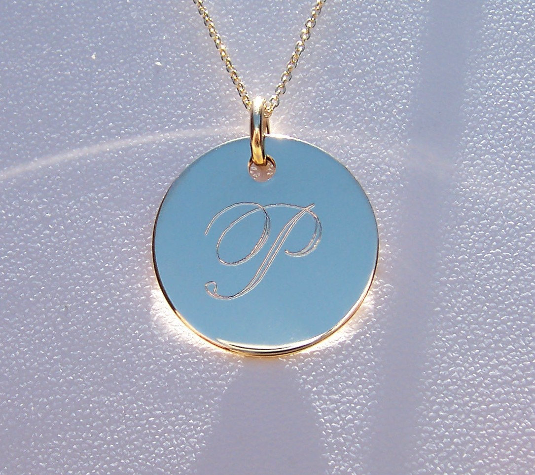 Monogram Necklace, Initial, Personalized, Gold Filled Engraved Monogrammed, Bridesmaids Gift, Matron of Honor, Birthday, Mothers Day