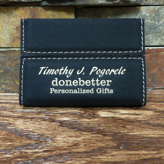 Personalized Business Card Holder Engraved Monogrammed Etsy