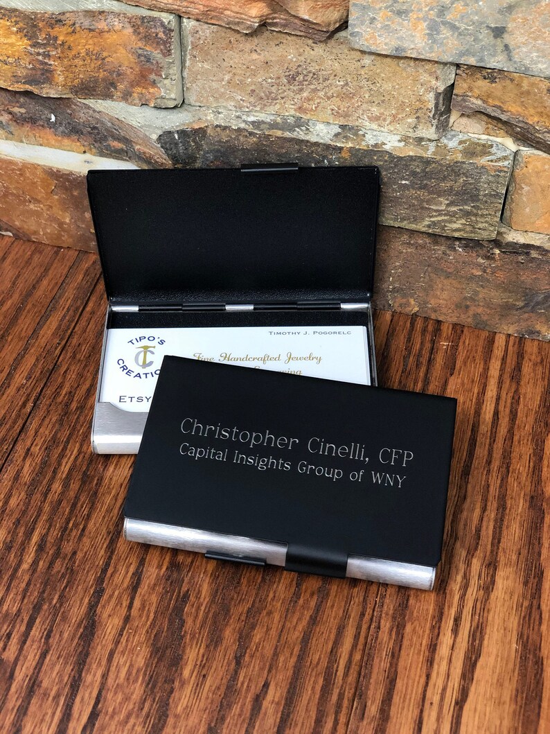 Personalized Business Card Holder Double Sided Office Gift Image 0