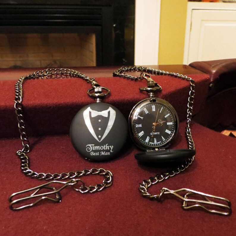 Personalized Pocket Watch Custom Engraved Groomsmen Etsy
