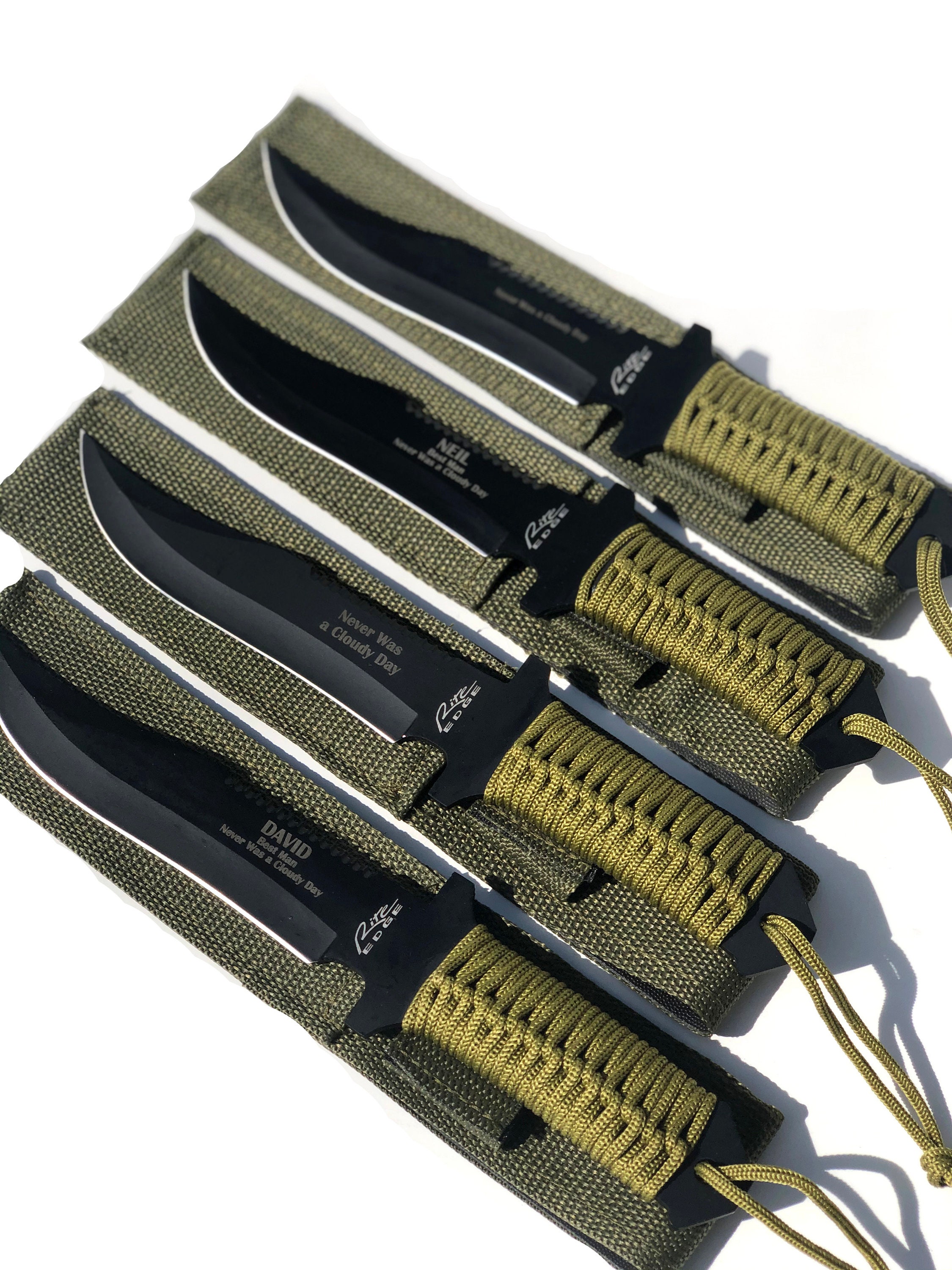 Personalized Set of Groomsmen Hunter Survival Knives, Custom