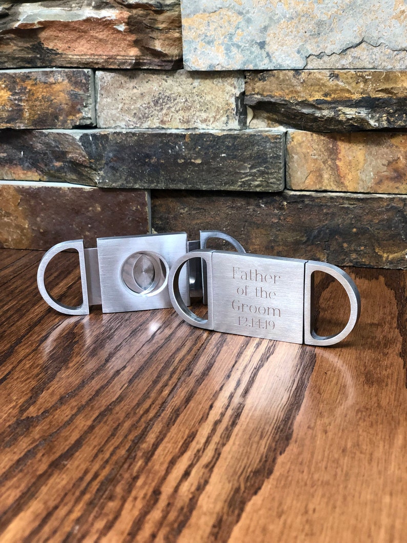 Cigar Cutter Personalized Guillotine Cutter Groomsman Father of the Groom Bride Father's Day Gifts for Him Wedding Step Dad image 2