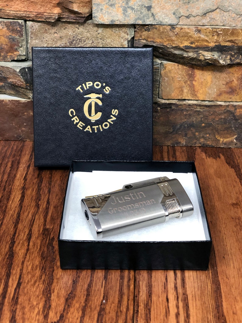 Butane Cigar and Cigarette Lighter, Personalized Engraved Monogrammed Gift for Men and Women, Groomsmen, Fathers Day, Mothers Day, Christmas image 2