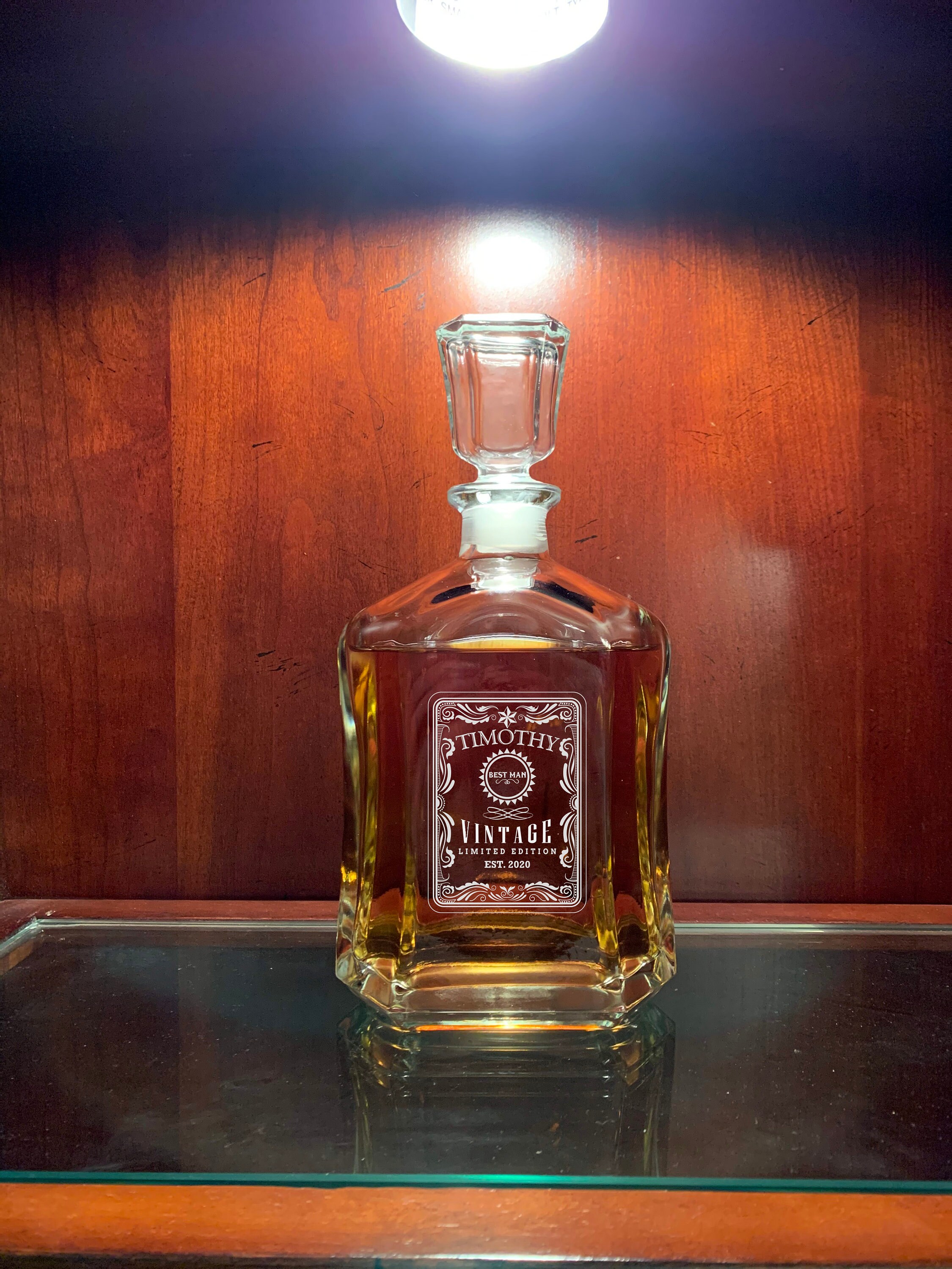 Set Decanter Per Whisky Con 2 Bicchieri A Proiettile, 230 Ml + 2x50 Ml, In Vetro, Regalo Elegante Per Lui