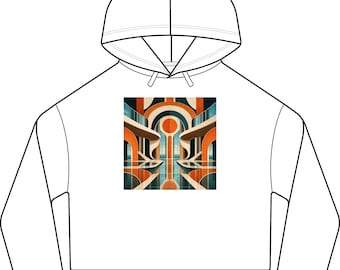 Retro futuristische architectuur hoodie | Retro geometrische graphic sweatshirt