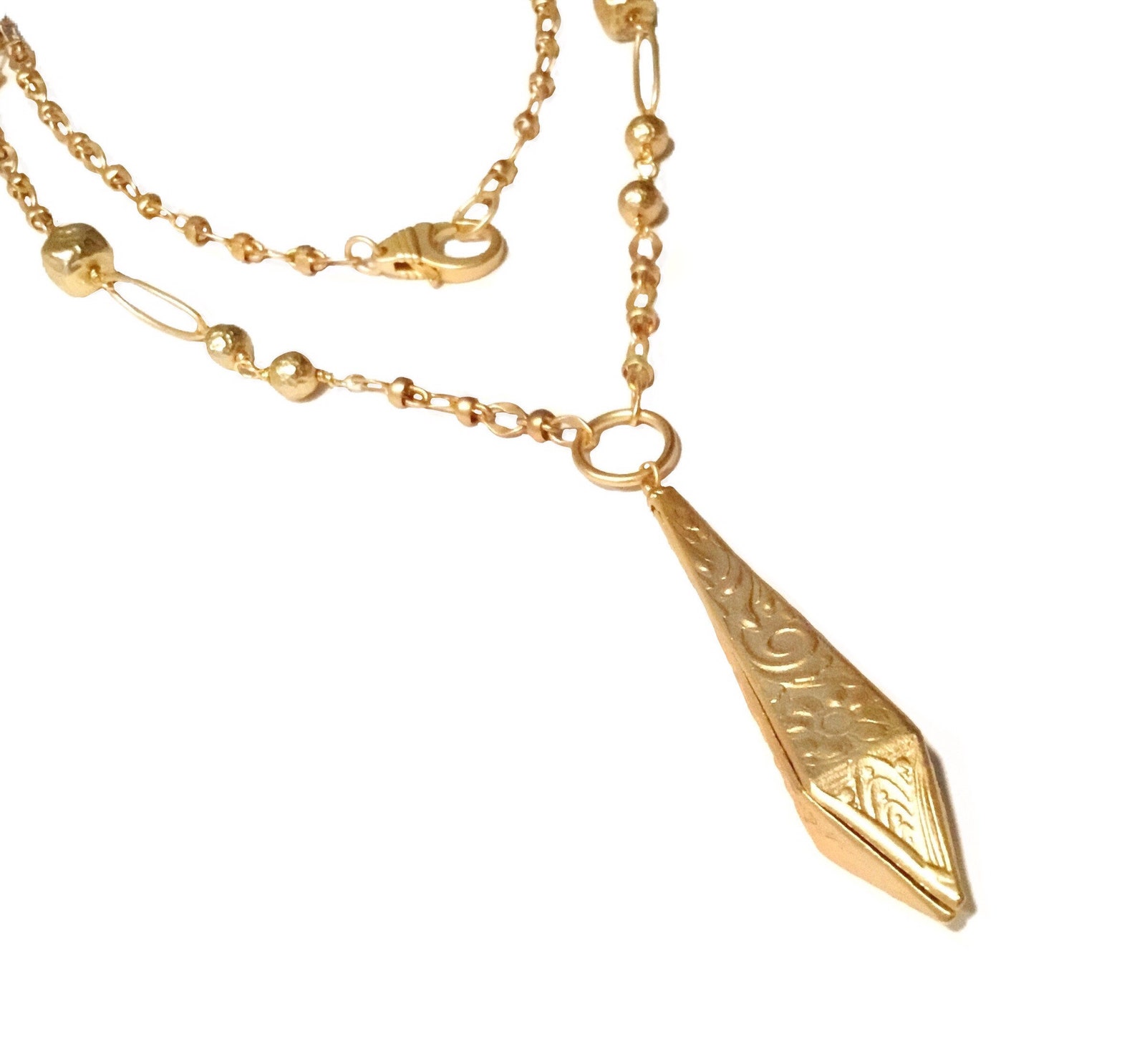 Gold boho necklace Gold statement necklace Long boho Etsy