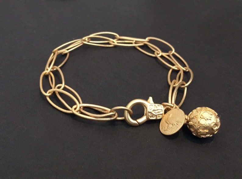 Gold charm bracelet Gold coin bracelet Charm bracelet gold Etsy
