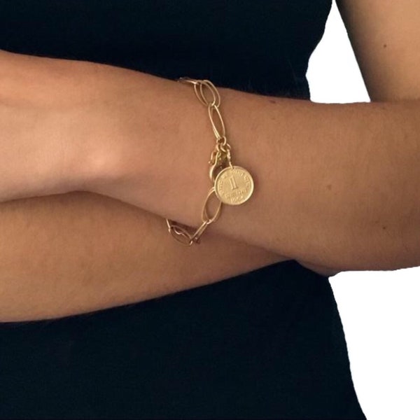 Gold coin bracelet, Gold charm bracelet, Coin bracelet women, Charm bracelet gold, Coin bracelet gold, Gold chain bracelet, Coin jewelry