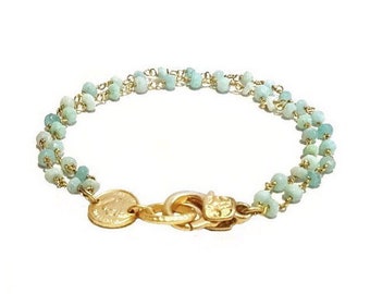 Beaded opal bracelet, Beaded gemstone bracelet, Blue opal bracelet, Opal gemstone bracelet, Dainty opal bracelet, Dainty beaded bracelet