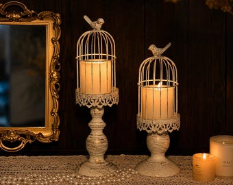 Handmade Vintage Birdcage Candle Holders – Rustic Metal Centerpieces (Set of 2)