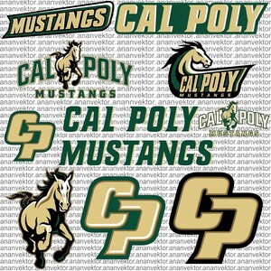 Cal Poly Mustangs Logo SVG Bundle, College Sports Mascot Vector File, Layered Digital Cut File for Cricut Silhouette - 2 ZIP Files Included