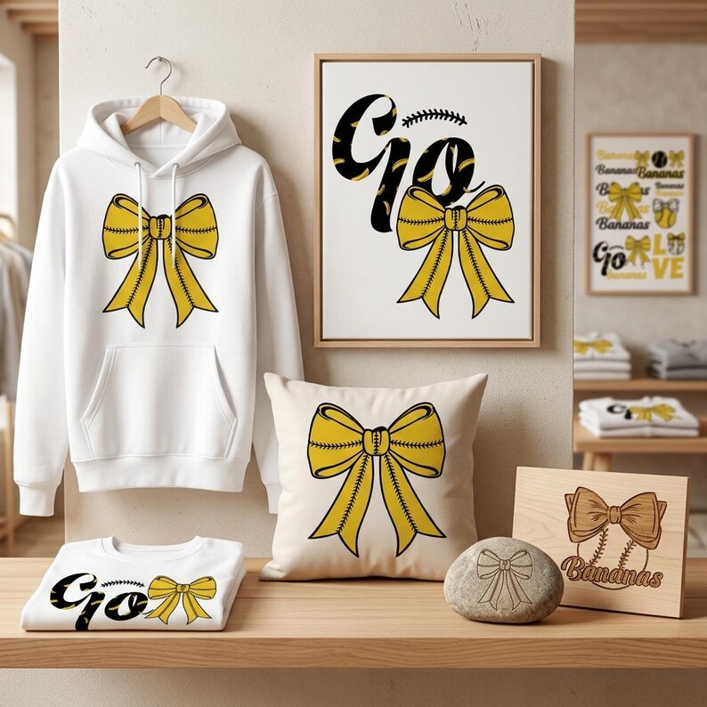 Bananas Coquette Bow SVG Bundle, Cute Baseball Bow PNG, Softball Mom ...