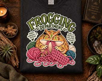 Camiseta del Departamento de Desgarros de Ganchillo, Regalo Divertido para Artistas de la Fibra, Camiseta de la Rana Pacman