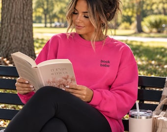 Book Babe Embroidered Sweatshirt, Minimalist Book Lover Crewneck, Cozy Reading Gift for Her