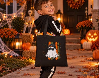 Ghost Trick-or-Treat Tote Bag, Halloween Candy Bag for Kids