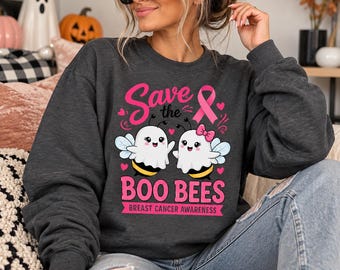 Save the Boo Bees Sweatshirt, Breast Cancer Awareness Halloween Shirt, Pink Ribbon Support