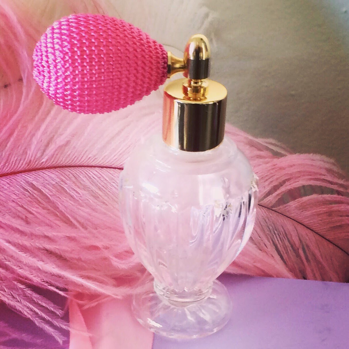 Fancy Perfume Bottle With Pink Atomizer Long Or Short Etsy