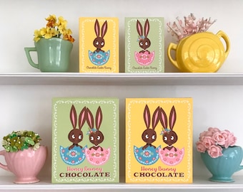 DIGITAL Vintage Style Easter Chocolate Bunny Boxes, Easter Decor, Kitchen Decor, Fake Food Labels for Decor, Theme Party, Bunny, Rabbit