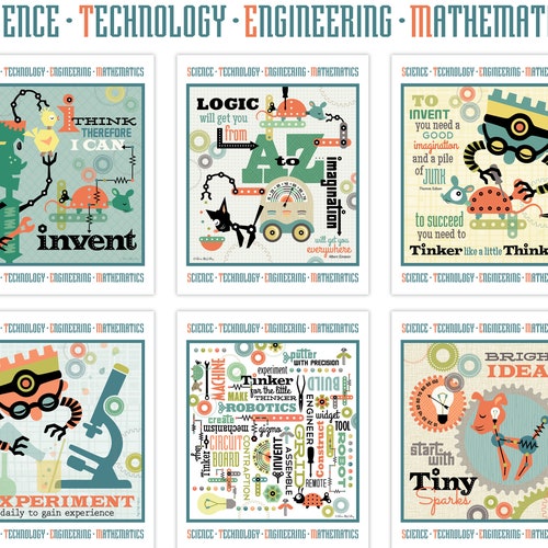 Six PDF Printable STEM Postersset 2: Words Representing - Etsy