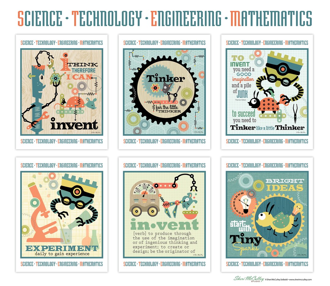Six PDF Printable STEM Postersset 2 Words Representing Etsy Six PDF Printable STEM Postersset 2 Words Representing Etsy