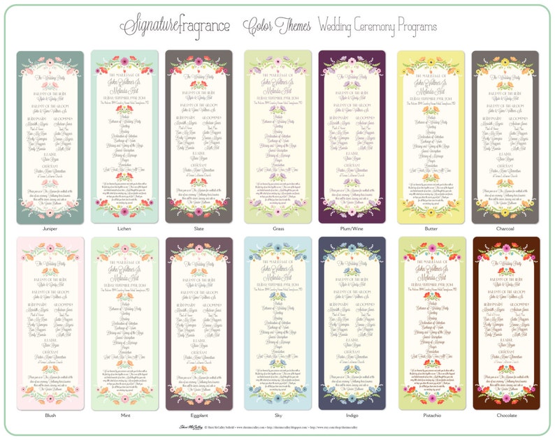 Wedding Programs Floral Wedding Programs Signature Fragrance Ceremony Programs\u2014Deposit Vintage Wedding Programs