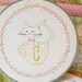 Cat, C, Hand Embroidery Letter C, Embroidery Letter C, Teacup, Embroidery Pattern PDF - C is for Cat (In a Little Teacup)