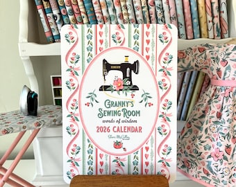 2026 Granny&#39;s Sewing Room calendar, quilting, sewing, notions, seamstress, sewist, quilt lovers, quilter