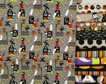Costume Clubhouse Gray Graveyard Fabric, Riley Blake Designs, Sheri Berry Designs (Sheri McCulley Studio) Halloween Graveyard, Tombstones