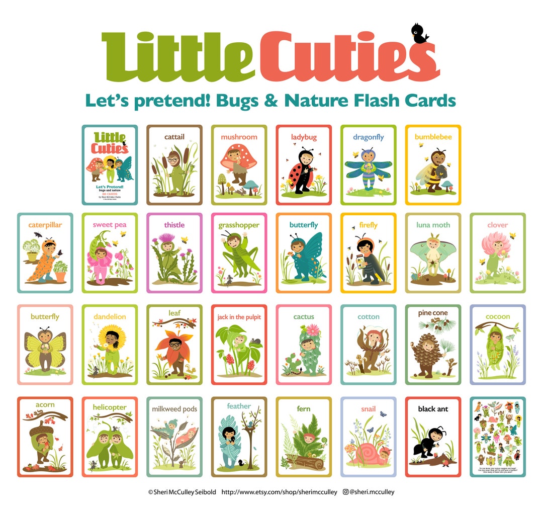 PDF Printable Bugs & Nature Cards, Let's Pretend Nature Cards— 28 Cards ...