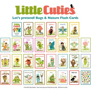 PDF Printable Bugs & Nature Cards, Let's Pretend Nature Cards— 28 Cards of Children in Bug and Nature Costumes, Preschool Cards