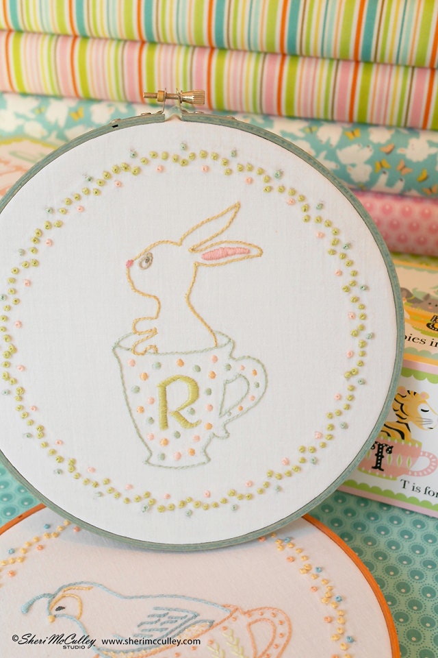 Rabbit R Bunny Hand Embroidery Letter R Embroidery Letter Etsy