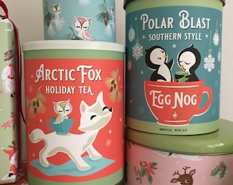 DIGITAL Arctic Fox, Penguins, Owl, Vintage Style Christmas Holiday Labels, Vintage Style Christmas Decor, Christmas egg nog and holiday tea