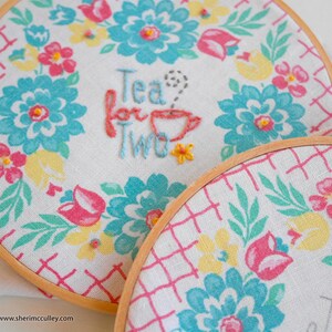 Foxes, Teacup, Tea, Embroidery Pattern PDF Tea For Two Foxes in a Teacup image 5