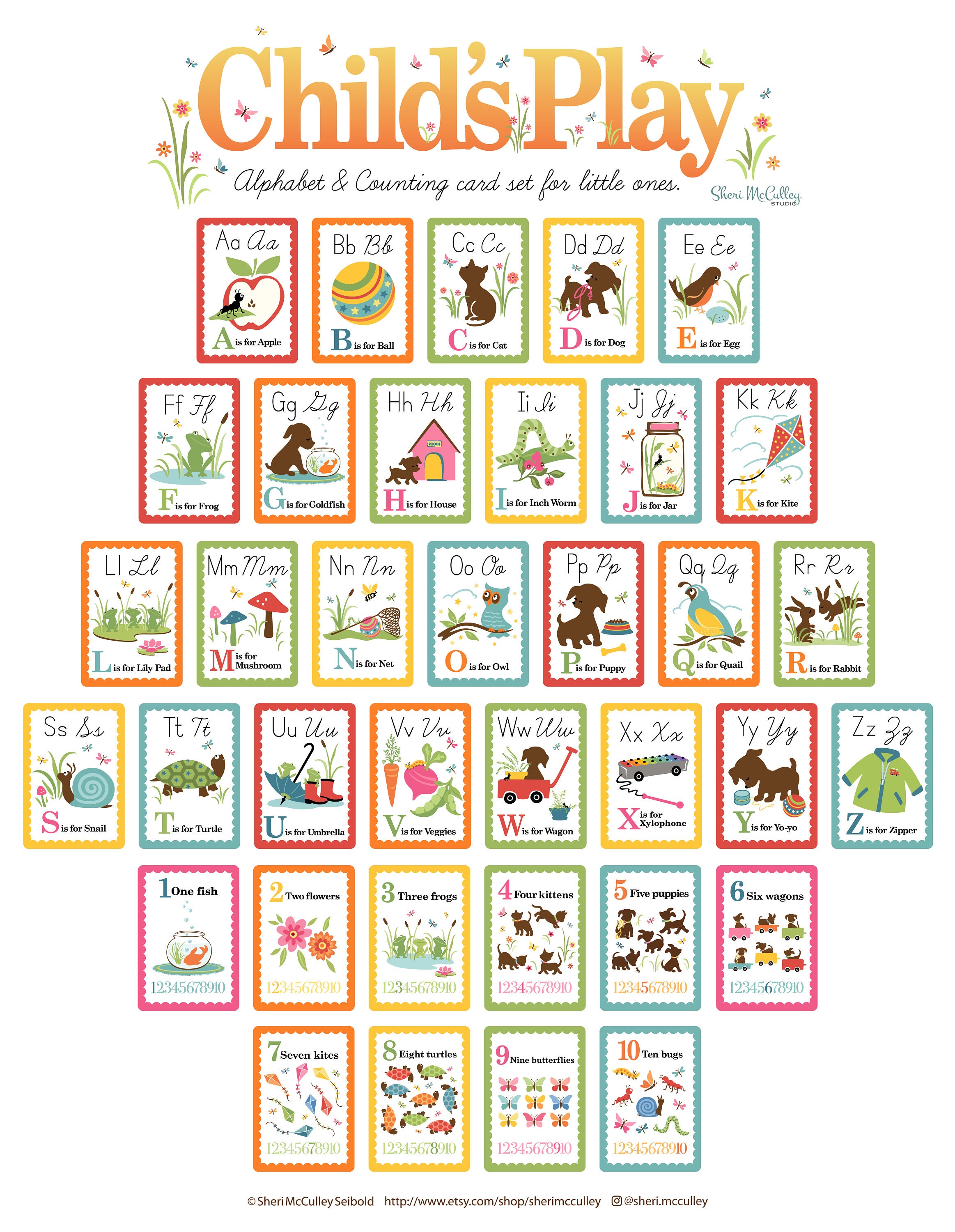 pdf printable alphabet and counting card set 36 child s etsy israel