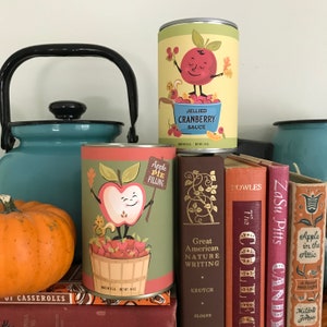 DIGITAL Vintage Style Apple and Cranberry Labels, Thanksgiving Decor, Vintage Kitchen Decor, Fake Food Labels, Pretend Grocery Store image 1