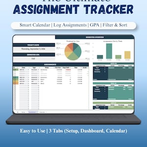 Dashboard del semestre universitario / Monitoraggio dei compiti, Calcolatore del GPA, Calendario accademico (Modello Google Sheets)