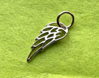 Sterling Silver Angel Wing Charm, 15mm