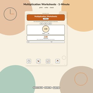 Multiplikations-Arbeitsblätter als druckbare PDF-Datei | 1-Minuten-Übungen (Sofort-Download)
