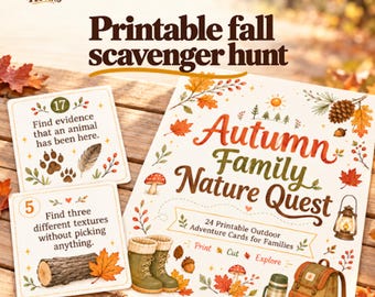 Fall scavenger hunt printable: 24 nature activity cards for kids & family walks